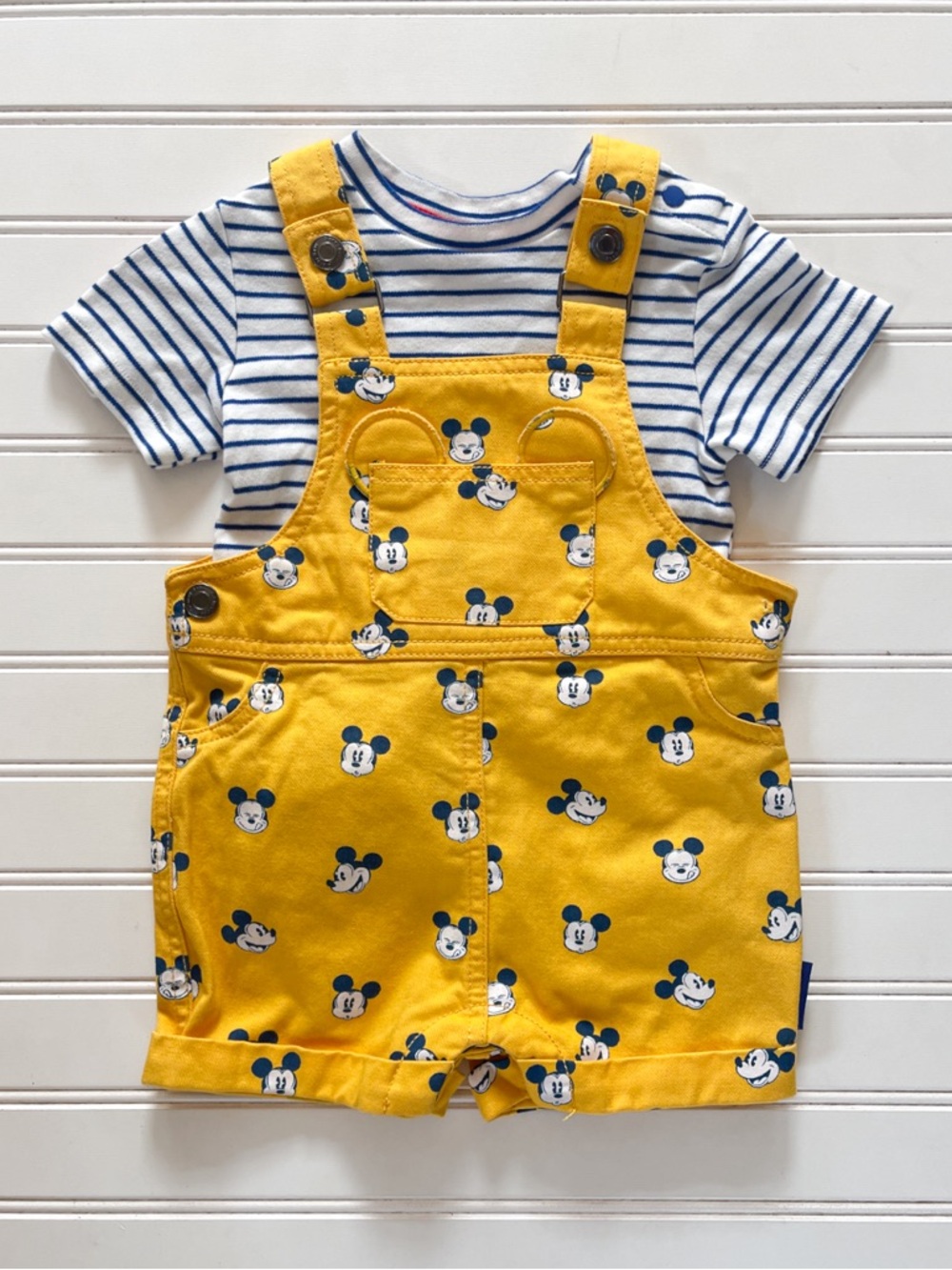 DISNEY NWOT Mickey Mouse Ears Appliqué Shortall Set